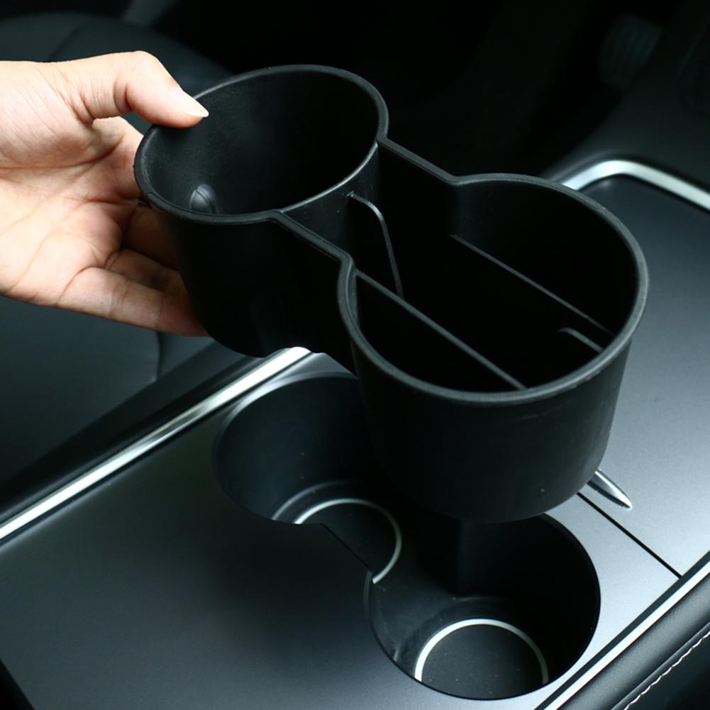 Dual TPE Car Center Console Water Cup Holder Insert for Tesla Model 3 Y  Auto Interior Storage