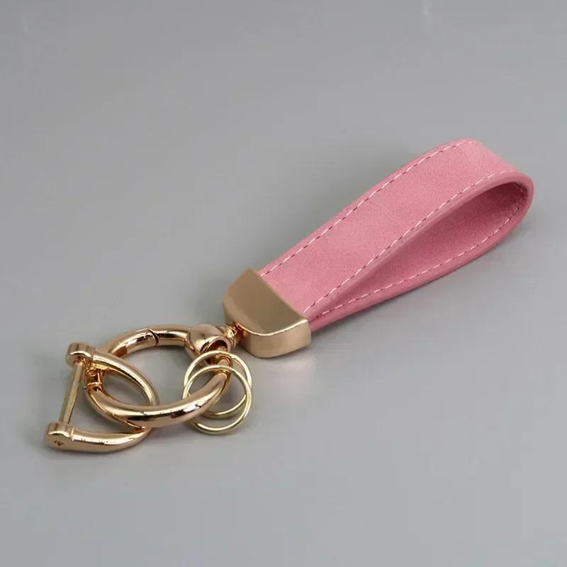 Custom LOGO Suede Leather Keychain Vintage Laser Engrave Car Key Ring Holder for Men and Women Personalized Key Chains Ring