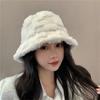 1Pc Women Winter Warm Plush Bucket Hat Casual Thermal Windproof Fleece Fisherman Caps