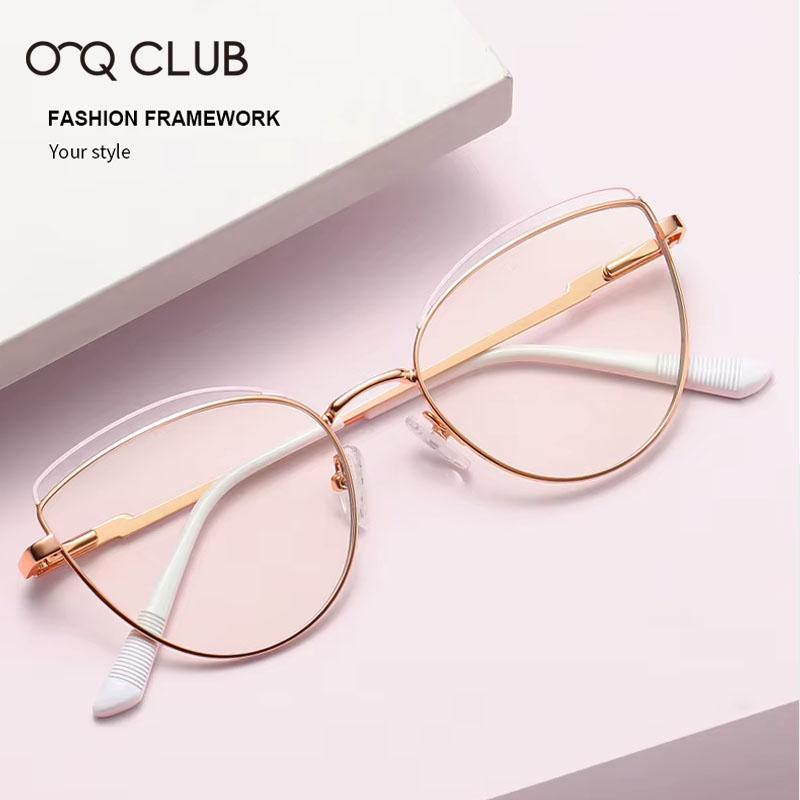 O-Q CLUB Lentes Graduadas para Ler Óculos Anti Luz Azul Armação de Óculos Olho de Gato Óculos de Sol Femininos para Homens Óculos de Leitura Luneta