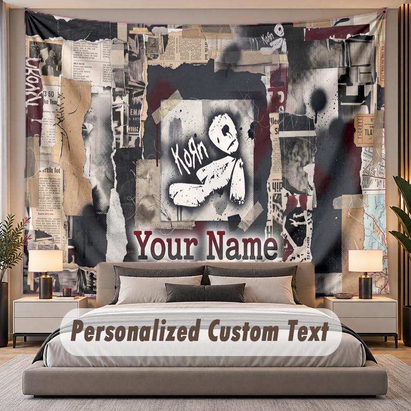 Custom Name Text Tapestry Korn Personalized Polyester Wall Tapestry For Bedroom And Room