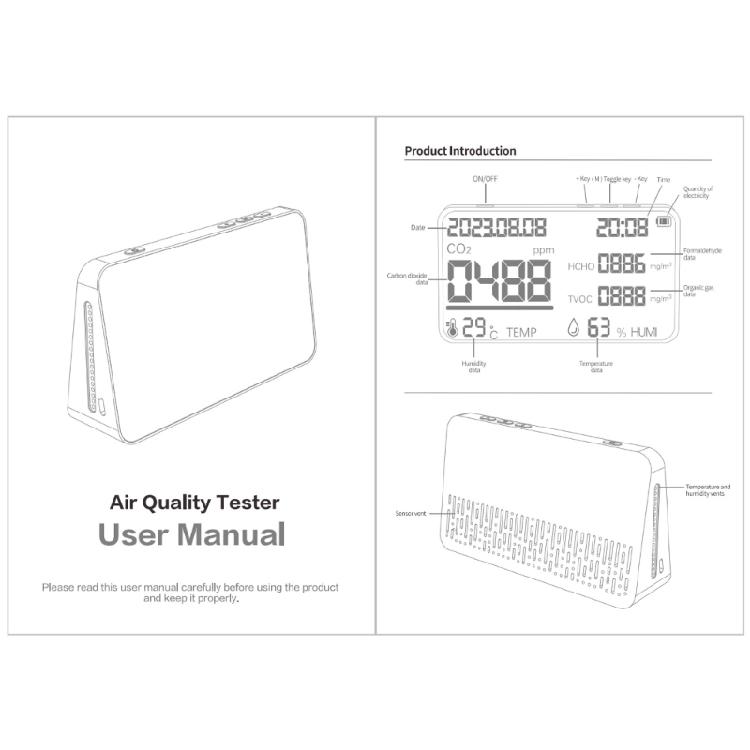 Air Pollution Meter Precisions Detector HCHO TVOC PM2.5 PM10 PM1.0 CO2s Monitor