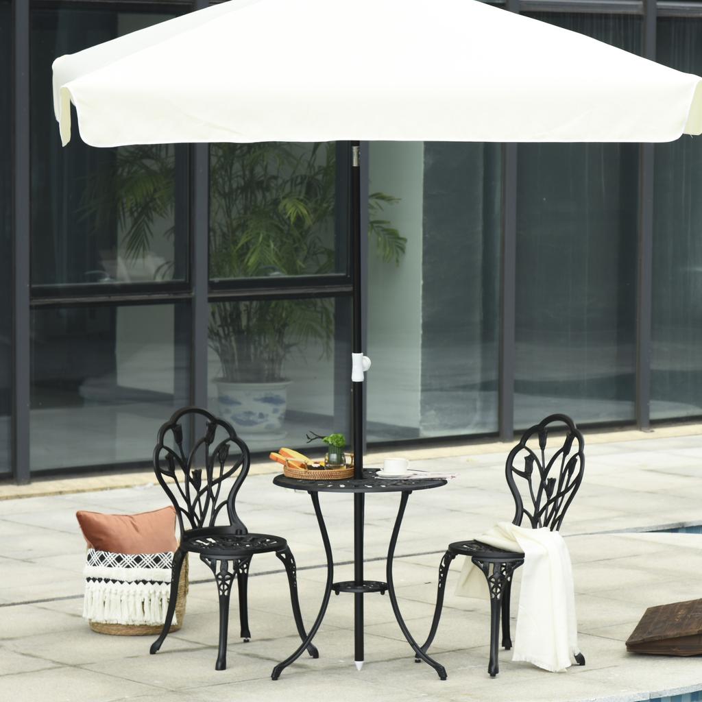 Three Piece Aluminium Floral Bistro Garden Set Black