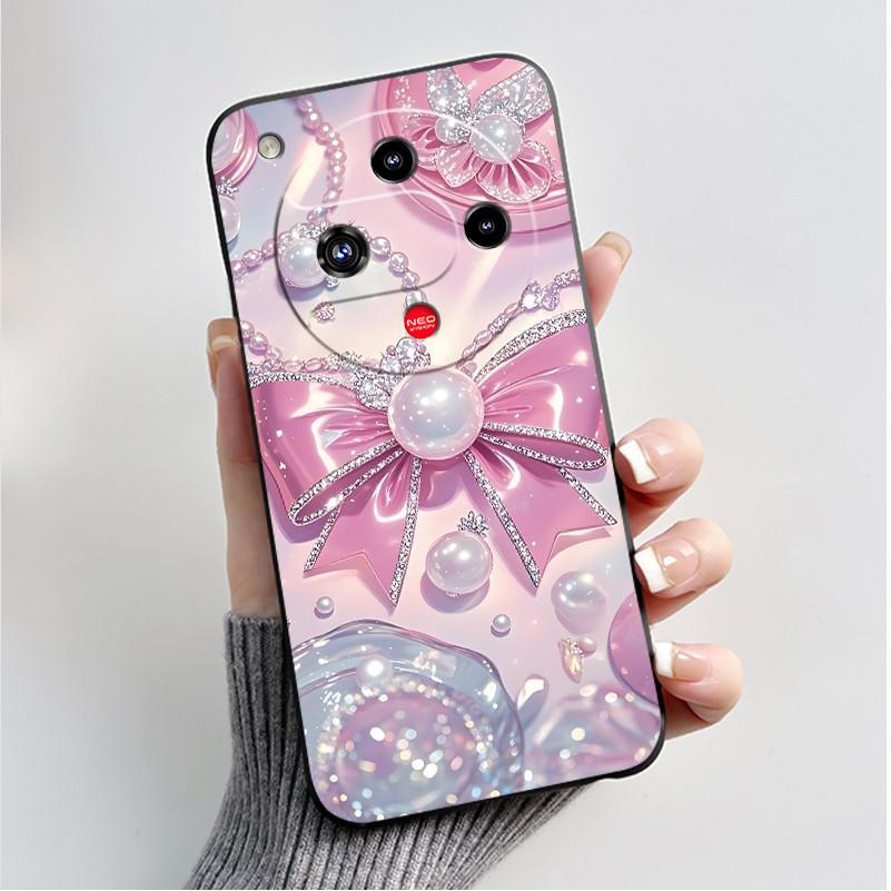 Coque Motif Imprimé Pour ZTE Nubia Focus 2 5G Coque Arrière Silicone Souple Noire Coque Mignonne Fleur Cartoon