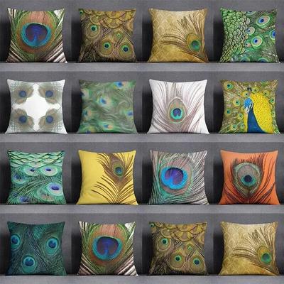 45cm*45cm Pfauenfederserie Kissen Dekokissen Schlafzimmer Sofa Autokissenbezug Kissenbezug