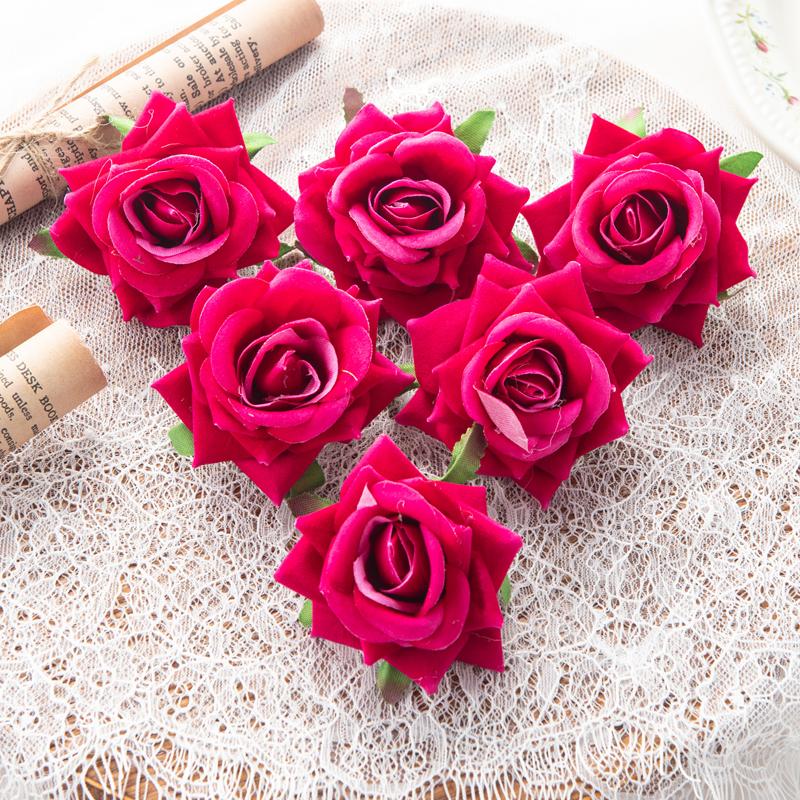 Artificial Flowers for Wedding Flannel Rose Wreath Home Room Festival Decor Diy Box Scrapbook Background Wall Crafts Fake Plants