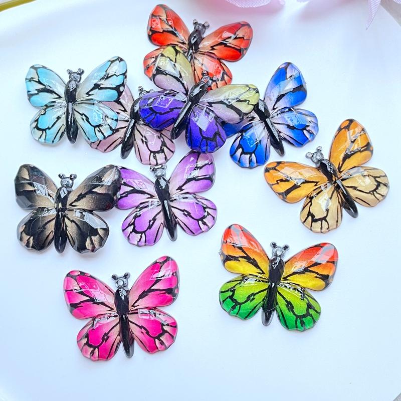 10pcs New Cute Acrylic Mini Butterfly Pattern Flat Back Cabochon Scrapbook Kawaii DIY Embellishments Accessories Home Decor