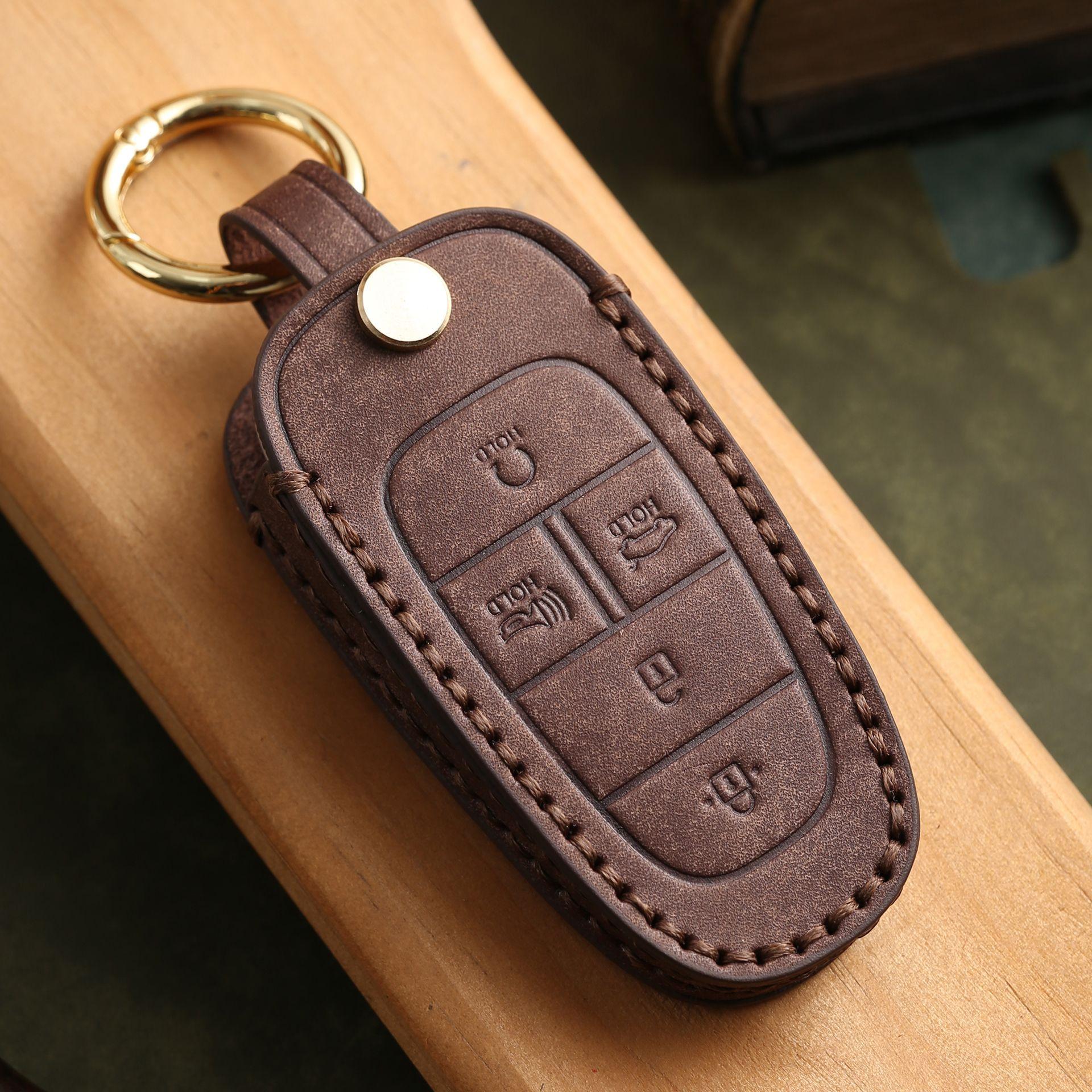 

Специальная сумка для ключей подходит для нового современного hyundai, чисто ручной работы, высококлассная кожаная оболочка для ключей автомобиля, кольцо. коричневый