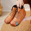 Johnature Stivaletti da Donna Stile Etnico Scarpe Casual in Vera Pelle Colorate con Suola Morbida in Cotone