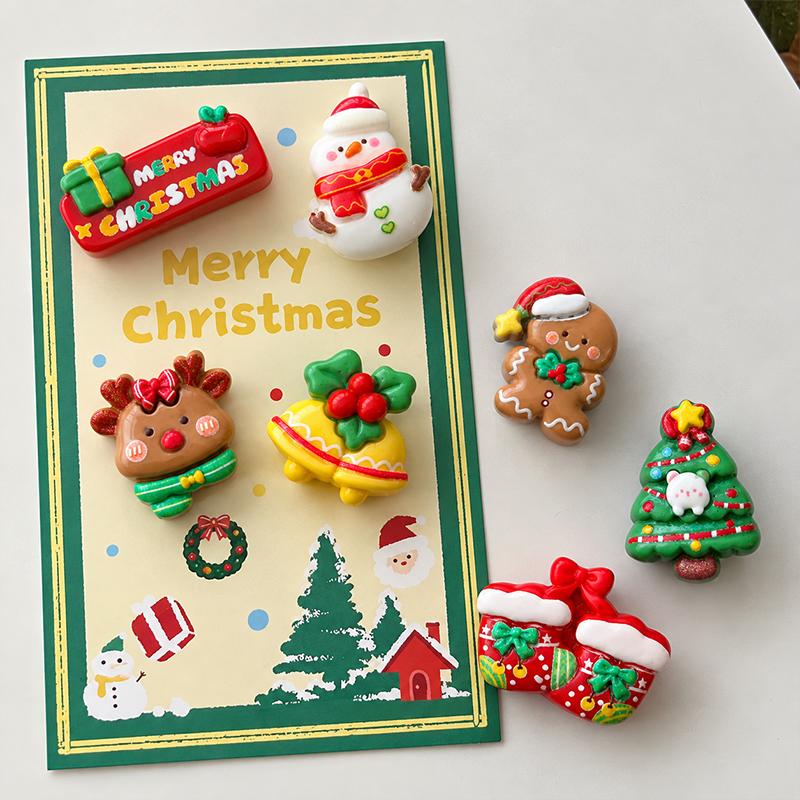 8 Stück Festliches Weihnachtsmagneten Set Feiertagsthema Kühlschrankmagnete Rechteck Schneemann Weihnachtsmann Rentier Designs Dekoration