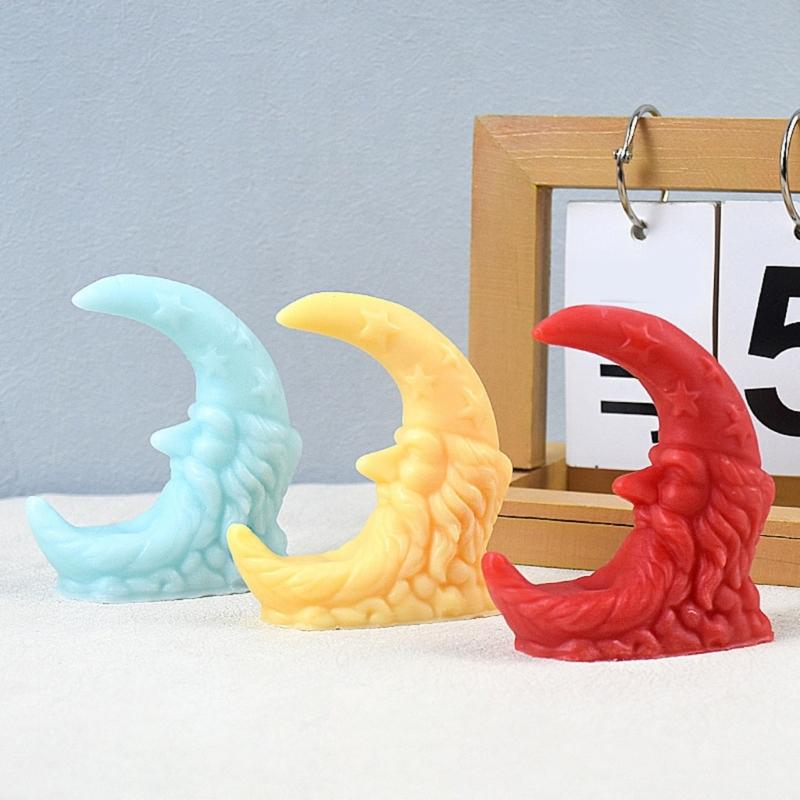 Moon Elder Shape Scented Candle Mold DIY Handmade Aromatherapies Candle Silicone Mold for Weddings and Festives Occasion