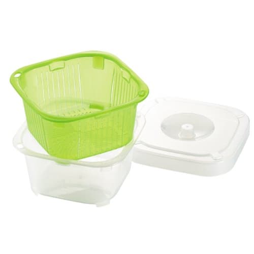 Microwave-safe Square Bowl & Colander, Green, Made In Japan, 34796