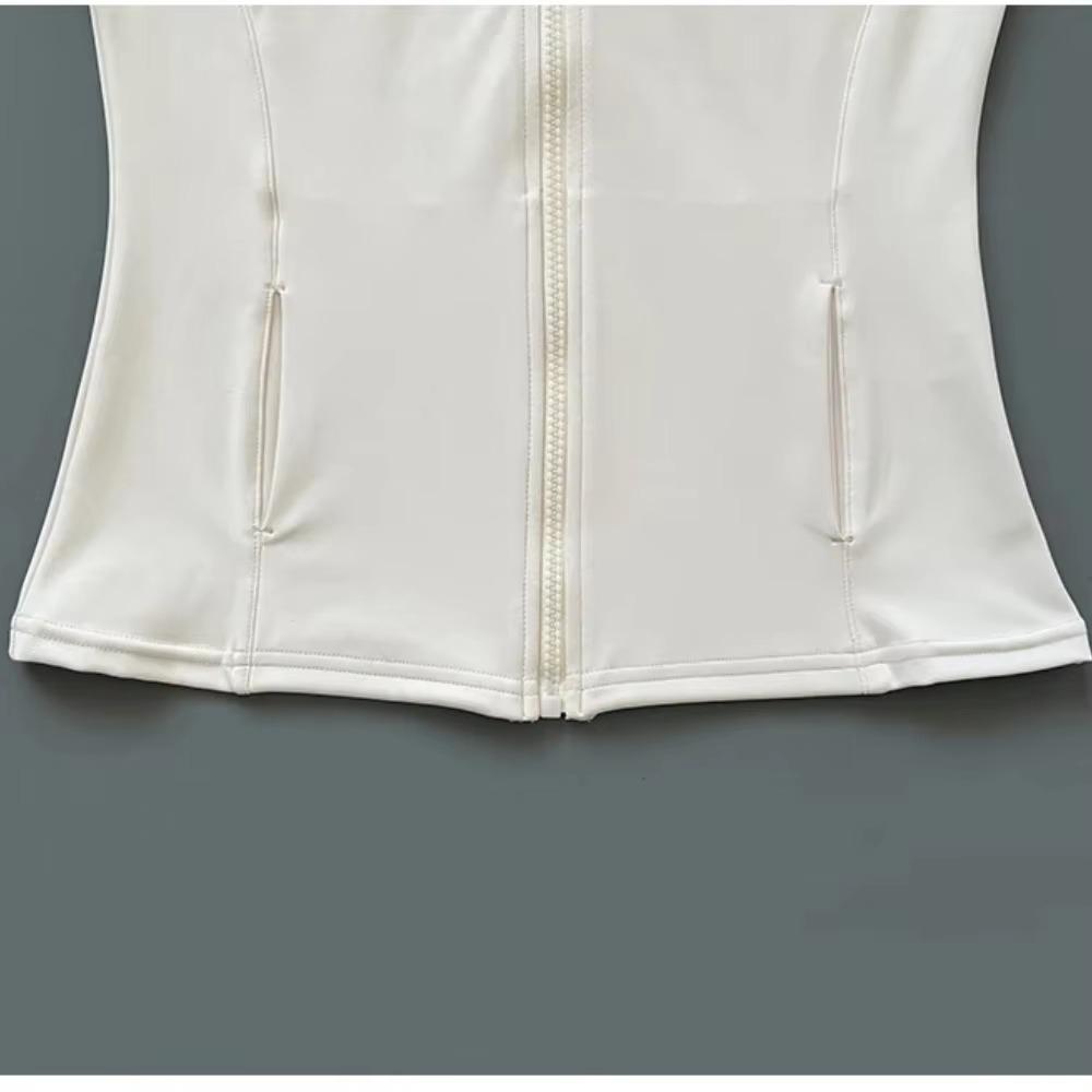 Hurtigtørkende treningsjakke med oppstående krage for kvinner, slank passform, glidelås, yogaklær, langermet, pustende, løping, sport, sykkeltopp