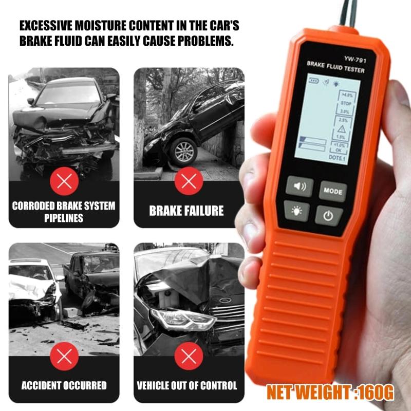 Brake Fluid Tester With Backlight Digital Screen And 260mm Flexible Hose For Efficient Automotive Inspections