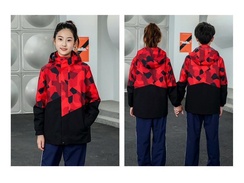 Children's Camouflage Windproof & Waterproof 3-in-1 Hiking Jacket Set for Autumn & Winter
