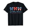 God Bless America Land That I Love Coquette Bow 4th of July T-Shirt