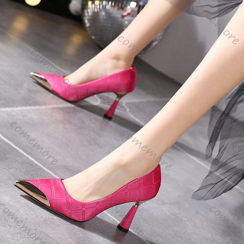 Fashion Comemore Women Pumps Shallow Mouth Single Shoes Female Spring Autumn New Sexy Pointed Toe 8cm High-heeled Fashion Women's Shoes