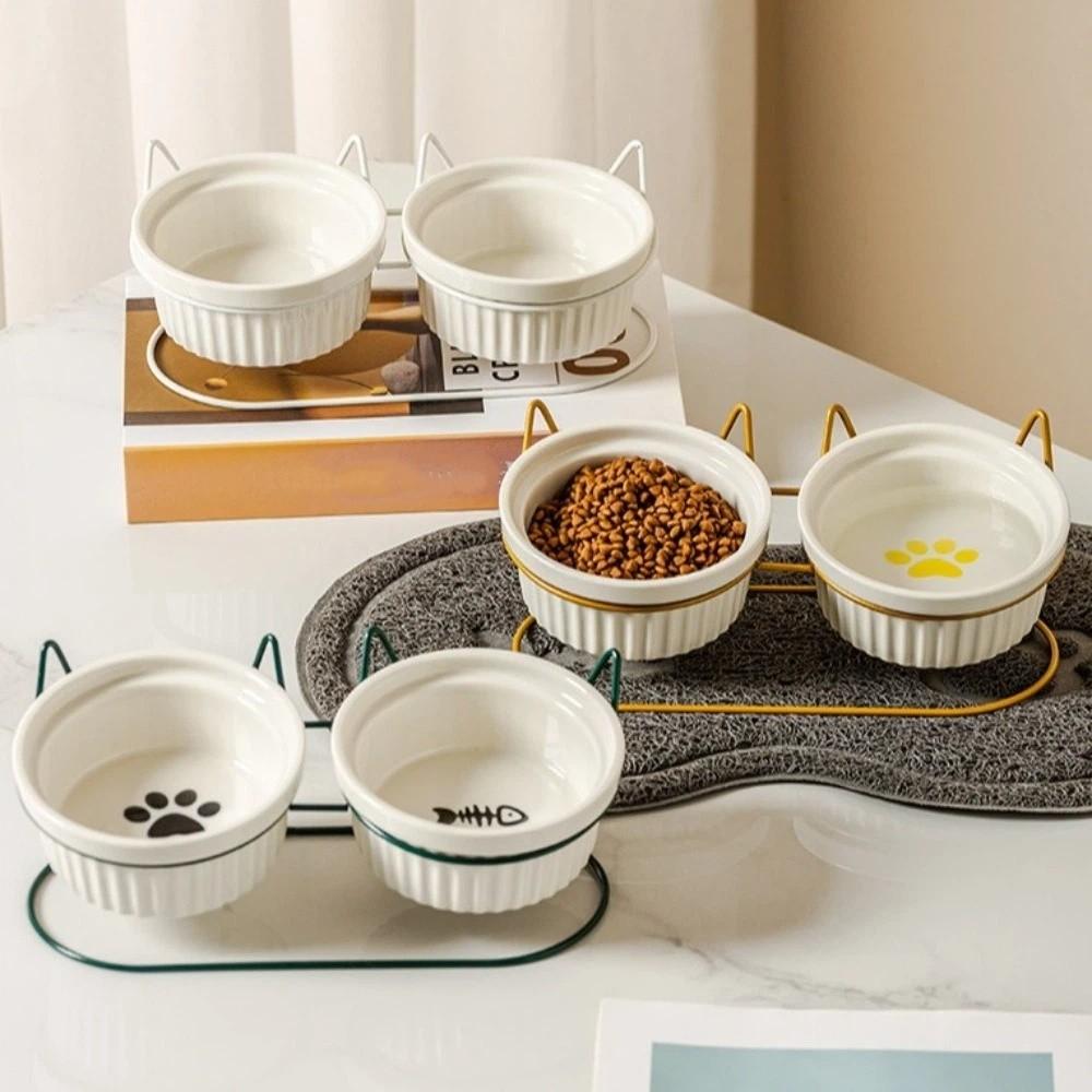 Prevent Tipping Ceramic Cat Bowls Non-Slip Cat Water Bowls Pet Feeding Dish Pet Feeding