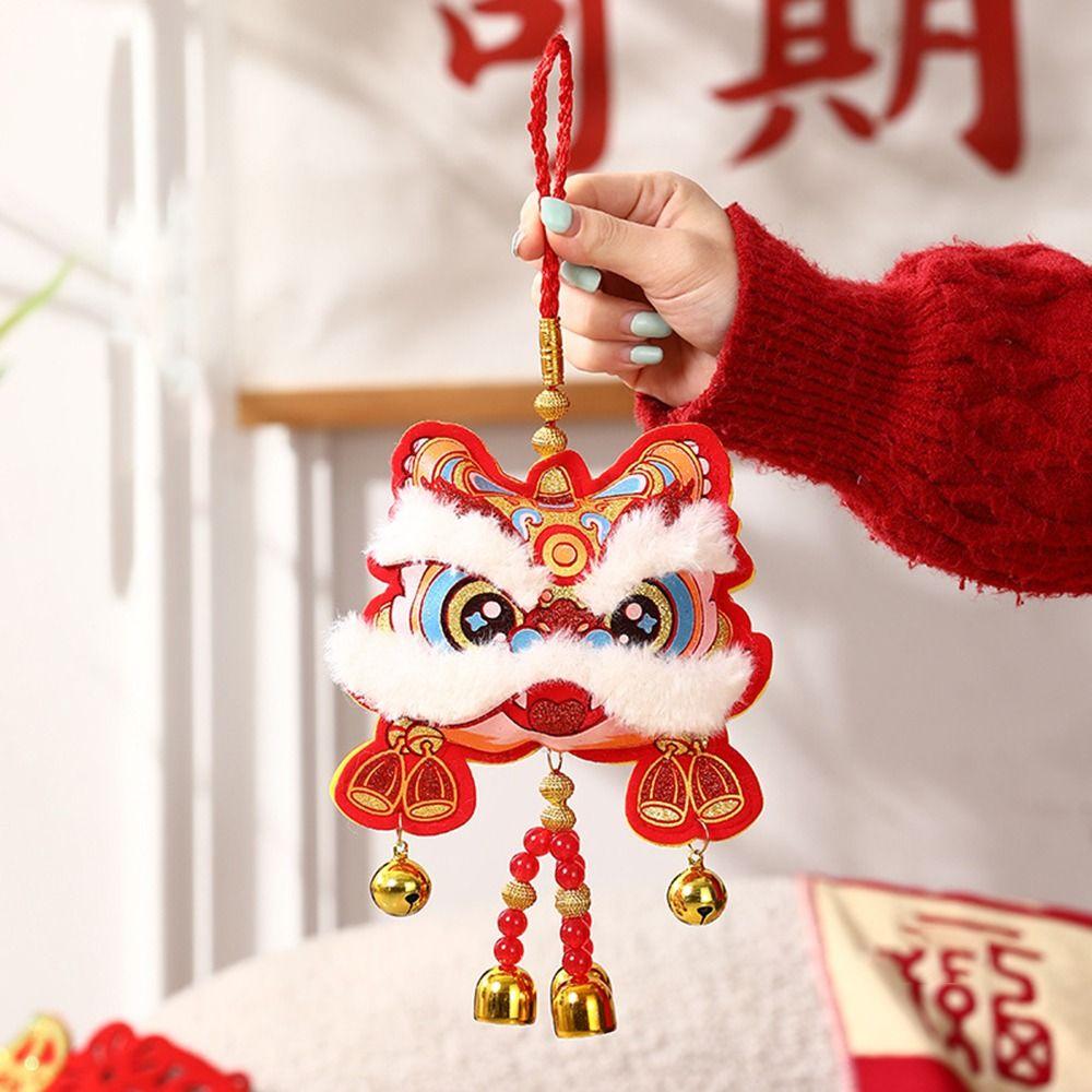 Handmade 2025 Blessing Character Pendant With Bell Good Fortune Fabric Bags  New Year