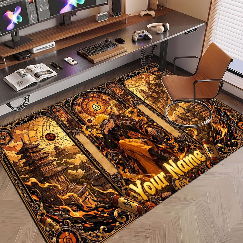 Custom Name Crystal Velvet Rug,Naruto Comfortable Anti Slip Floor Mat For Room Decoration