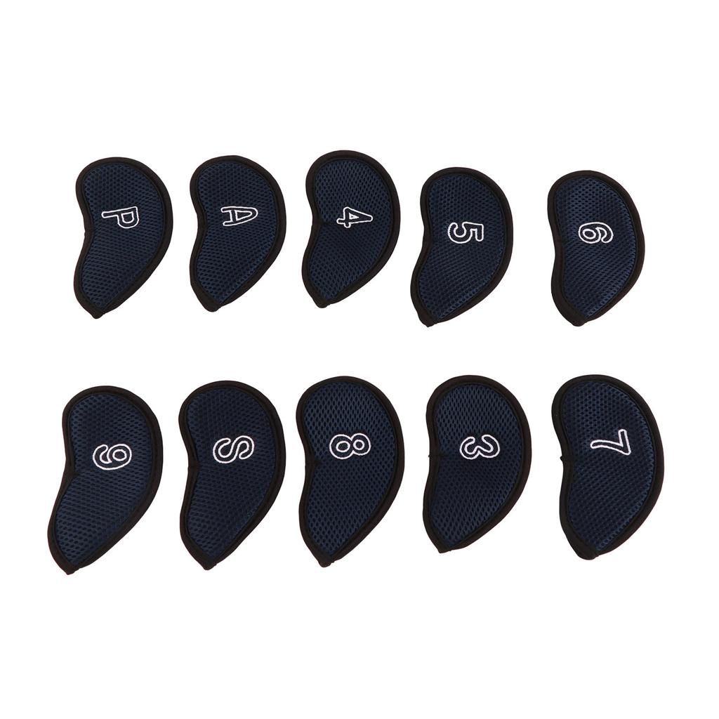 10pcs Golf Iron Covers Set with Numbers Waterproof Golf Head Cover Protective Headcover for Court Exercise Dark Blue