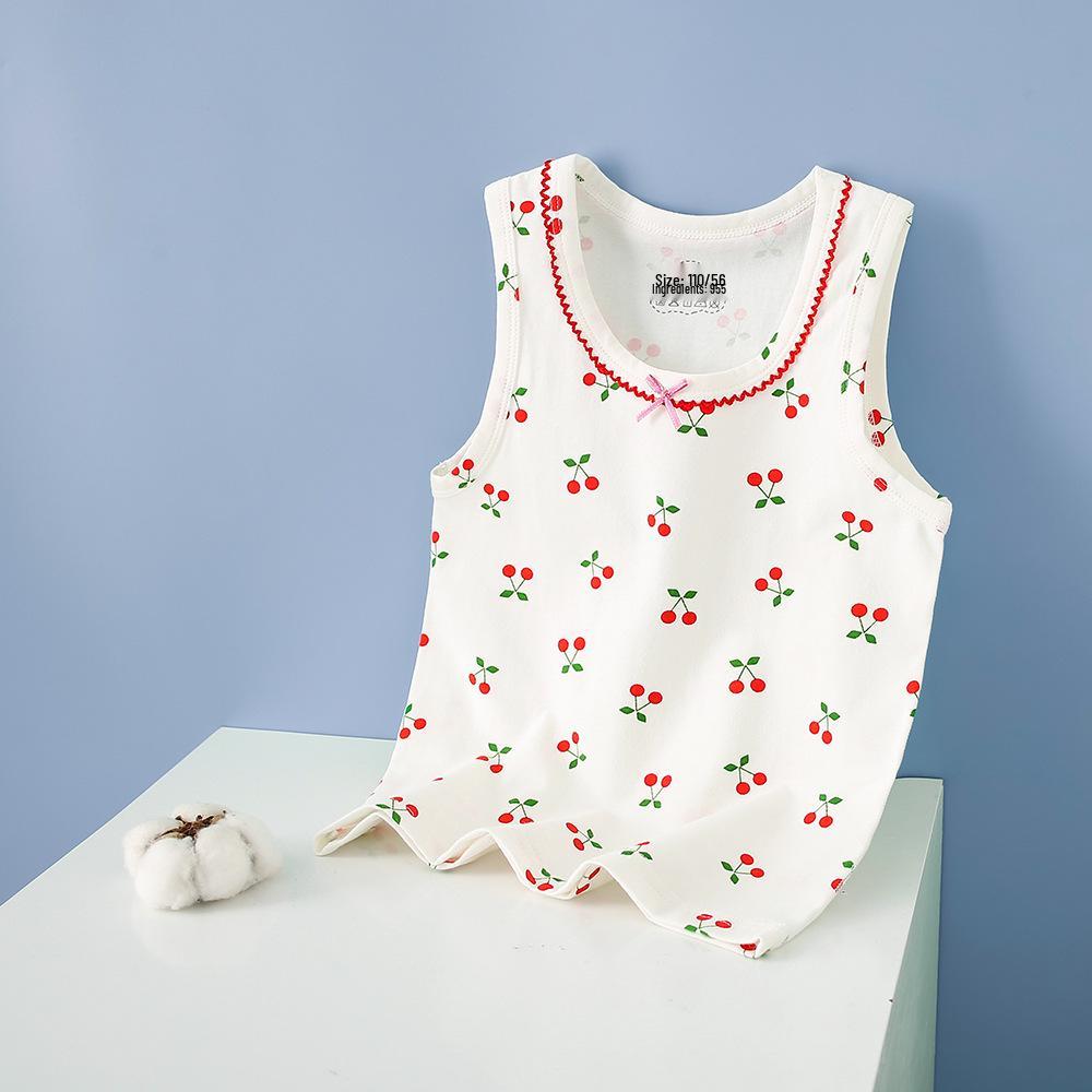 Summer Kids' Cotton Spaghetti Strap Vest - Colorful Base Layer for Boys and Girls