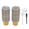 50PCS Aluminum Foil Lids with 50PCS 15ml Coffee Capsules Coffee Pods Seal Lids Stickers with Spoon and Brush Gold
