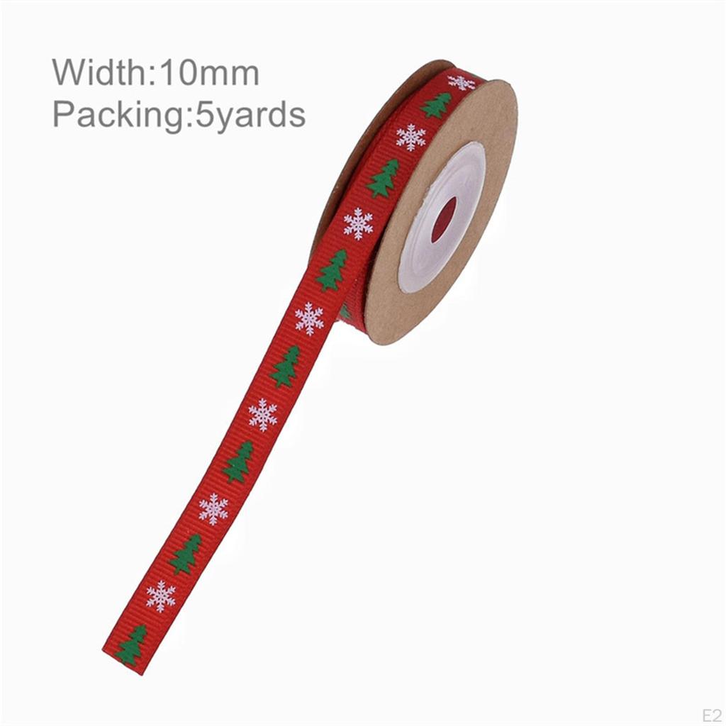 5 Yards Holiday Ribbon Printed for Supplies Gift Wrapping Decor Hair Bow Clip Accessory Making Party