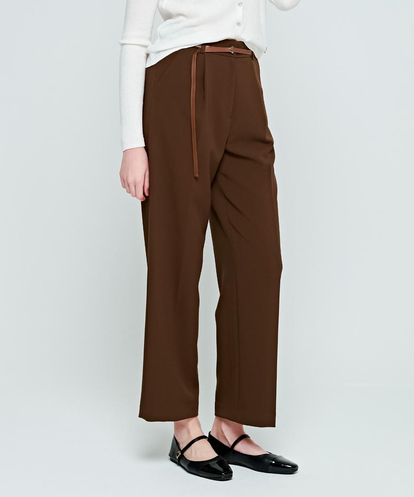 DEPASION Belted Semi-Wide Slacks (Brown)