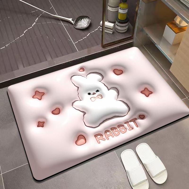 Floor Mat 3D Visual Effect Quick Drying Diatom Mud 40x60cm Flower Pattern Bathroom Anti-slip Floor Mat Daily Use DROPSHIPPING