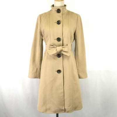 100% Angora Stand Collar Coat Beige Size 6 M(USED)