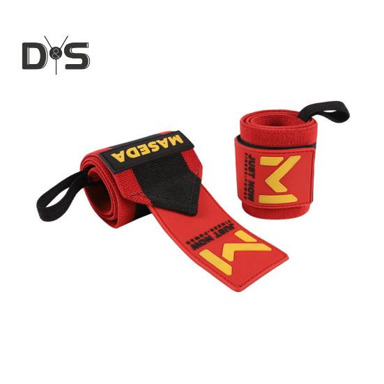 

1 пара фитнес-бинтов, регулируемый эластичный браслет с ремешком для большого пальца, дышащий, впитывающий пот, унисекс, спортивный бинт для тяжелой атлетики красный/чёрный