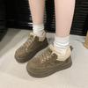 Women's Casual Sports Shoes Winter New Round Head Front Strap Thick Sole Anti-slip Wear-resistant Low-top Shoes