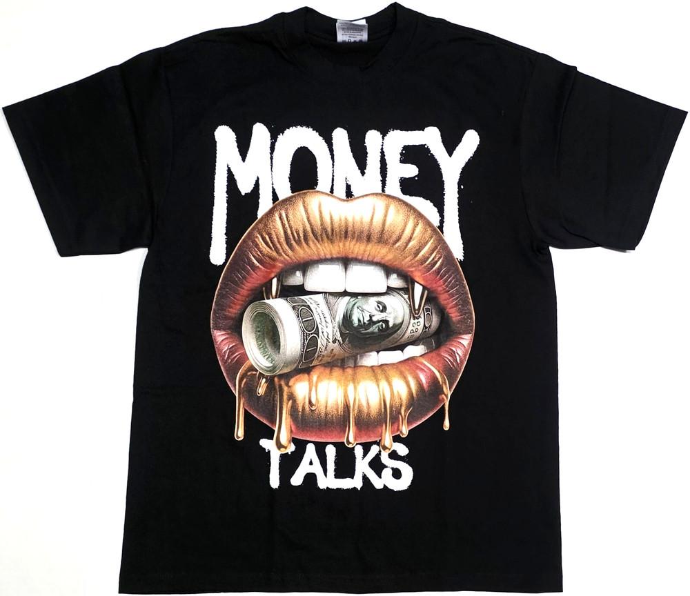 

MONEY TALKS T-shirt Player Cash Dollars $ Money Hustle Men s Tee Black New Unisex T-Shirt 5XL