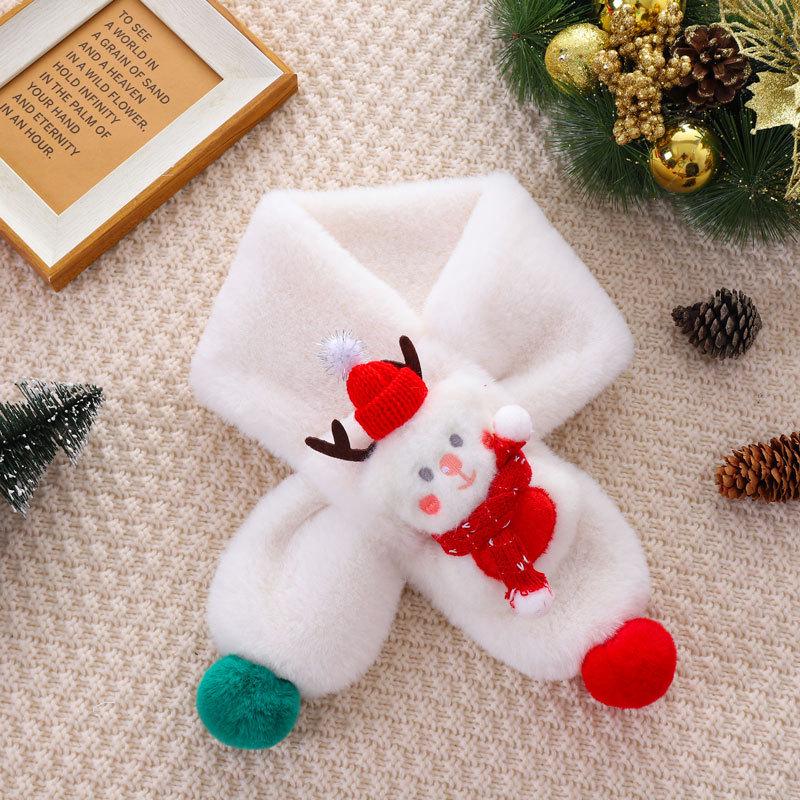 Korean Style Plush Snowman Scarf for Kids - Warm Winter Neck Warmer for Girls & Boys