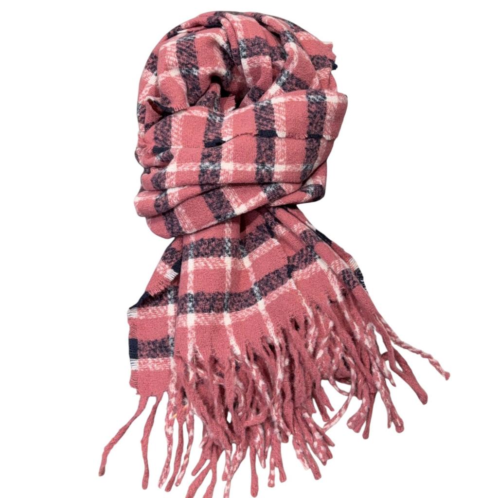 Autumn and winter new plaid scarf women's thickened imitation cashmere tassel neck protection cold versatile scarf Korean atmosphere