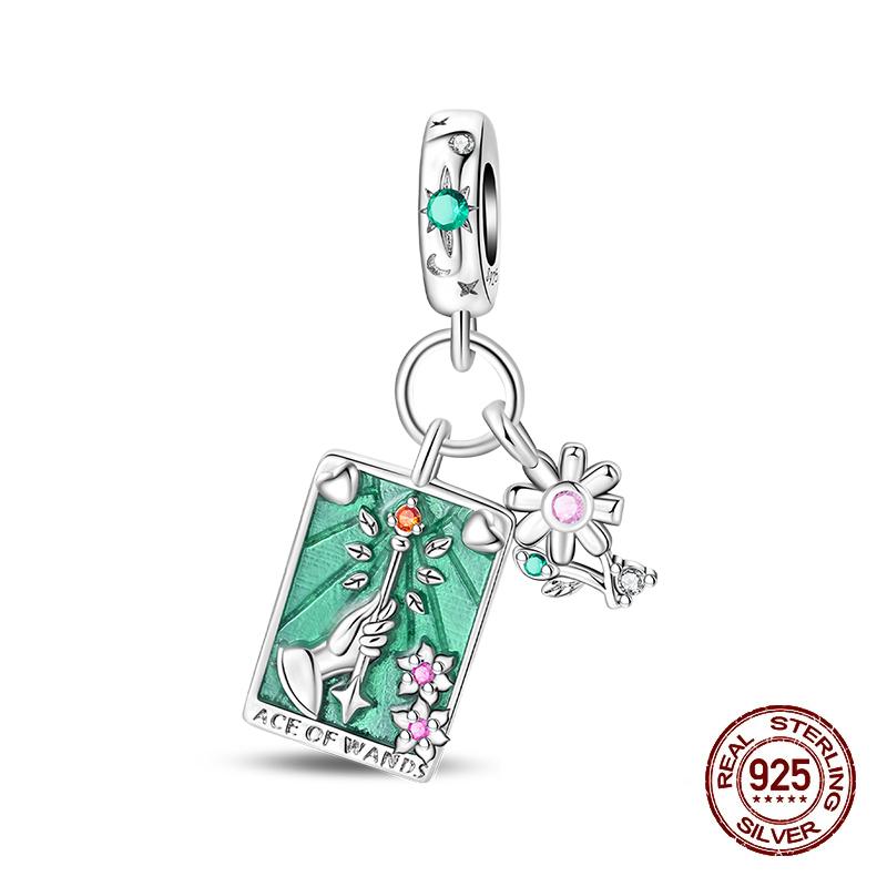 Copper Tarot Collection Pendant Diy Queen Scepter Beads Fit 3Mm Original Bracelet Jewelry Birthday Party Gifts