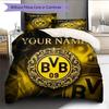 Custom Name,Borussia Dortmund Pattern Bedding Home Decoration Birthday Gift ( 1 Duvet Cover + 2 Pillowcase, Without Core),fan Merchandise.