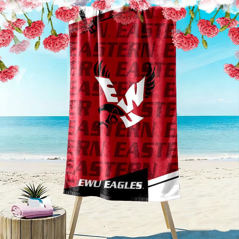 Eastern Washington Eagles Print Beach Towel, Large Soft Quick Dry Towel for Beach Camping Swimming