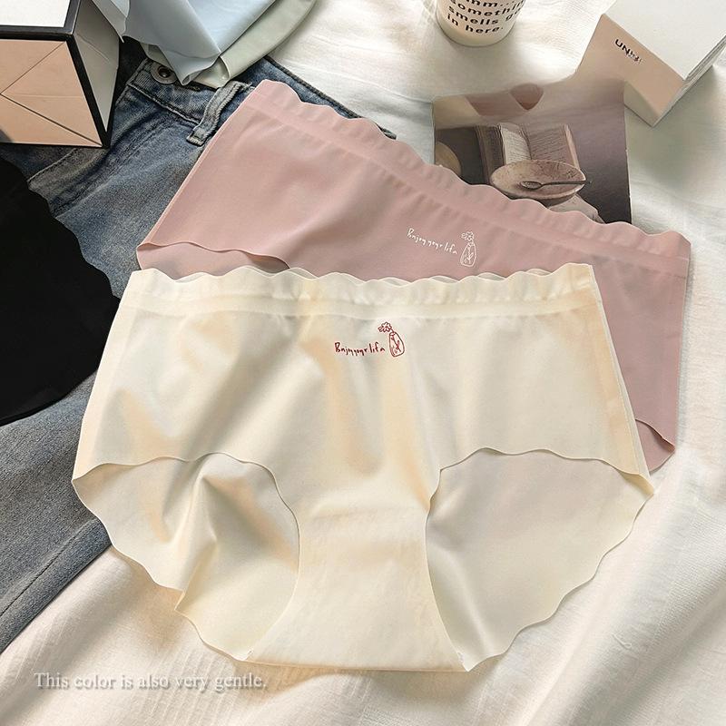 Summer Ice Silk Underwear Women's Middle Waist I Leave No Trace Breathable Soft Thin Skin Friendly Triangle Panties