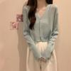 Mushroom Edge V-neck Long Sleeved Sun Protection Cardigan Women's Summer Short Top Thin Outer Layer Jacket
