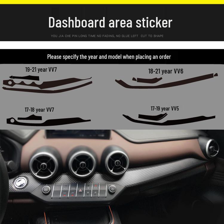 Carbon Fiber Interior Sticker for 17-21 WEY VV5 VV6 VV7S - Center Console Decoration P8