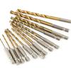 13Pcs HSS Aço de alta velocidade Titânio revestido Broca Bit Set 1/4 Hex Shank 1.5mm-6.5mm Hexagonal Handle Twist Broca