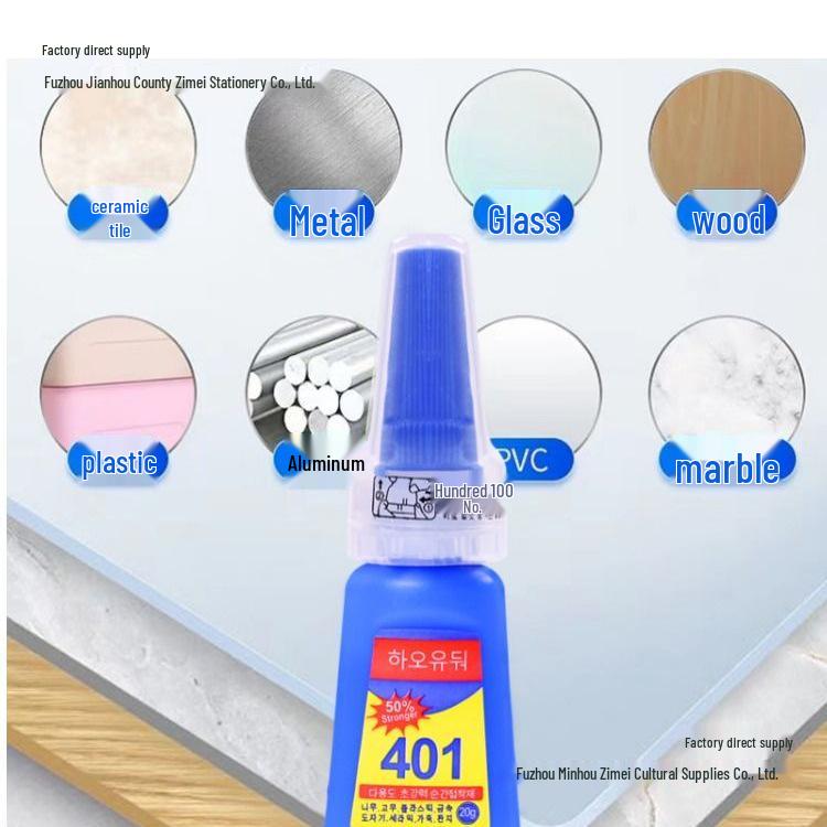 Glue 401 Super Quick-Drying Adhesive for Nails, Shoes, Plastic, Metal, Iron, Ceramic, Wood, and Glass