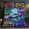 Cyberpunk Car Collection 2D Flat Pattern Flannel Blanket, High Quality All Seasons, Home Decor, Warmth and Comfort, Perfect for Christmas Gifts.
