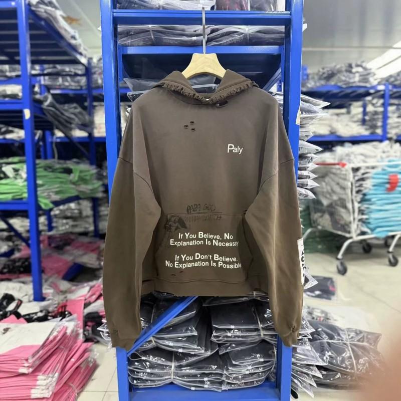 Unisex Oversized Washed Cotton Hoodie With Distressed Hole Print Loose Fit Streetwear Sweatshirt