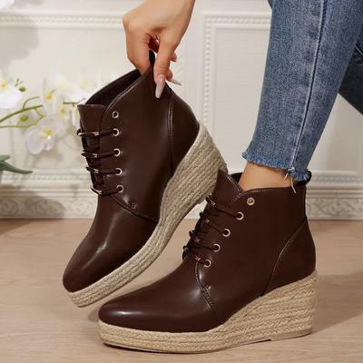 Women Thick Soles Pointed Wedge Boots Female Autumn Punk Goth Platform Heels Wedge Women Boots Casual Goth Punk Size 42
