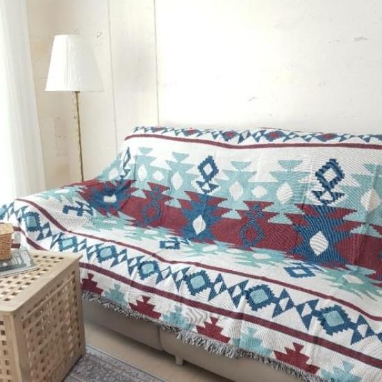 Pericarp West Coast Native Ortega Suitable for All Sofa Geometric Forest, Style, Pattern, Kilim, Pattern, Multifunctional, Washable, Seasons, Cover,