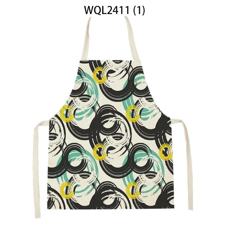 Geometry Stripe Triangles Pattern Kitchen Apron for Women Linen Bibs House Cleaning Pinafore Home Cooking Apron Accessories