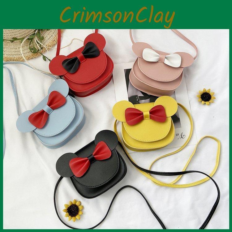 Bear Bowknot Shoulder Bag Childrens Cartoon Animal Shoulder Bag Pu Material